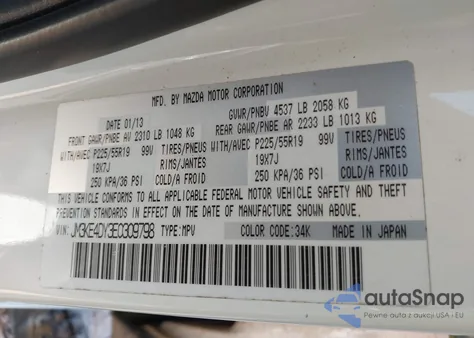 2014 Mazda Cx-5 Grand Touring z USA, uszkodzony, nr VIN JM3KE4DY3E0309798